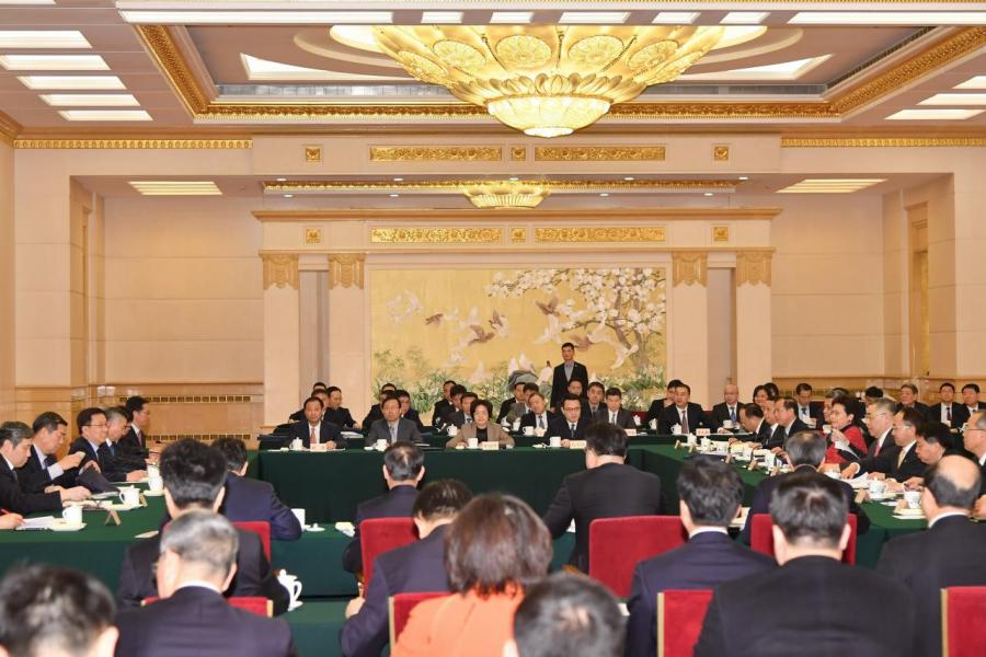 韓正在粵港澳大灣區建設領導小組第二次會議上,形容大灣區為三個前所未有。 韓正在粵港澳大灣區建設領導小組第二次會議上,形容大灣區為三個前所未有。