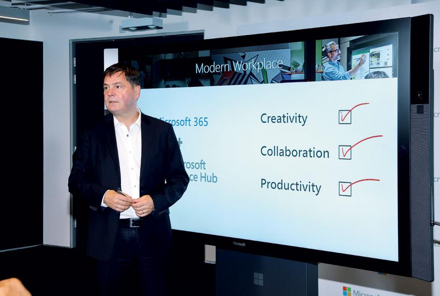 Microsoft近年力推作業平板Surface Hub,以及雲端版作業作業軟件Microsoft 365,期望改變既有的辦公室生態。 Microsoft近年力推作業平板Surface Hub,以及雲端版作業作業軟件Microsoft 365,期望改變既有的辦公室生態。