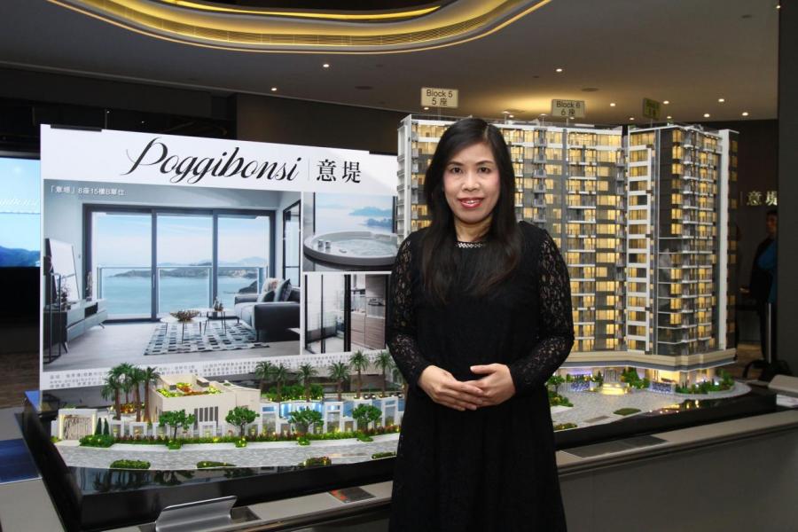 香港興業集團銷售及市務助理總經理陳秀珍表示,項目提供愉景灣近30年來首見的開放式單位。 香港興業集團銷售及市務助理總經理陳秀珍表示,項目提供愉景灣近30年來首見的開放式單位。